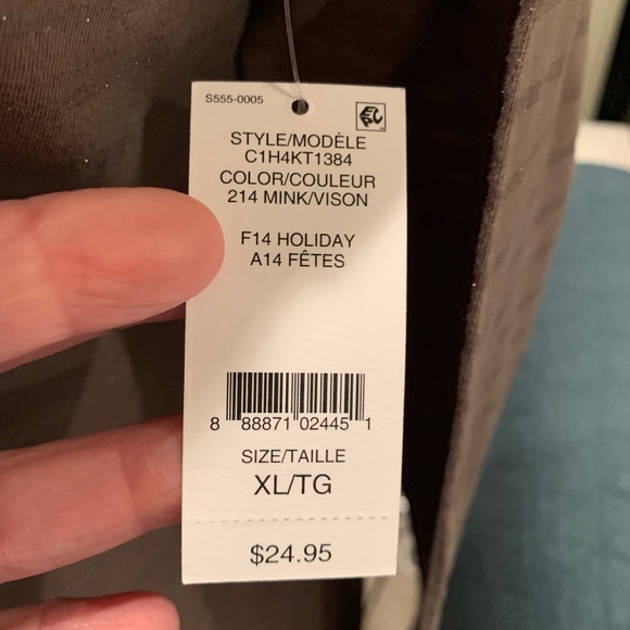 NWT Lord & Taylor Tlaupe Metallic Striped T-shirt Holiday Mink Vision - Picture 3 of 3